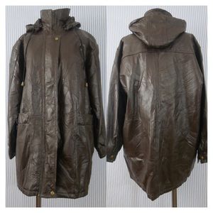Oversized Dark Brown Real Leather Jacket